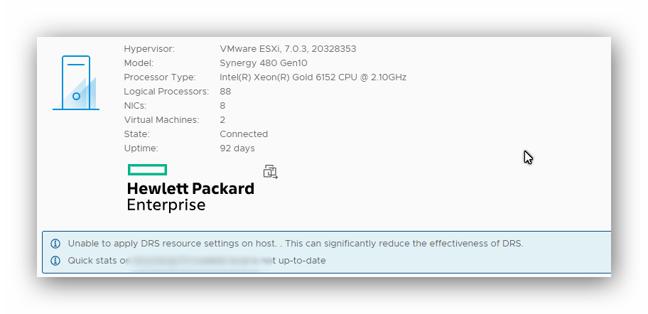 Unable to apply DRS resource settings on host Çözümü