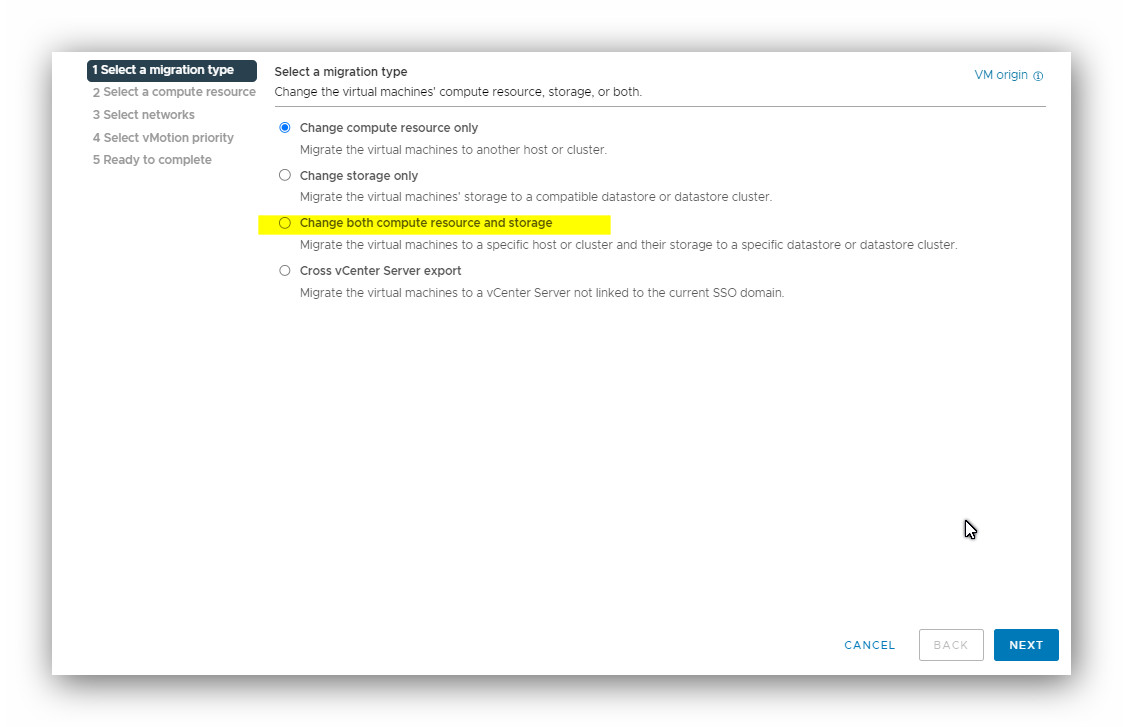 Cluster Arası VM Migration