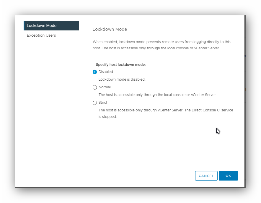 VMware Lockdown Mode