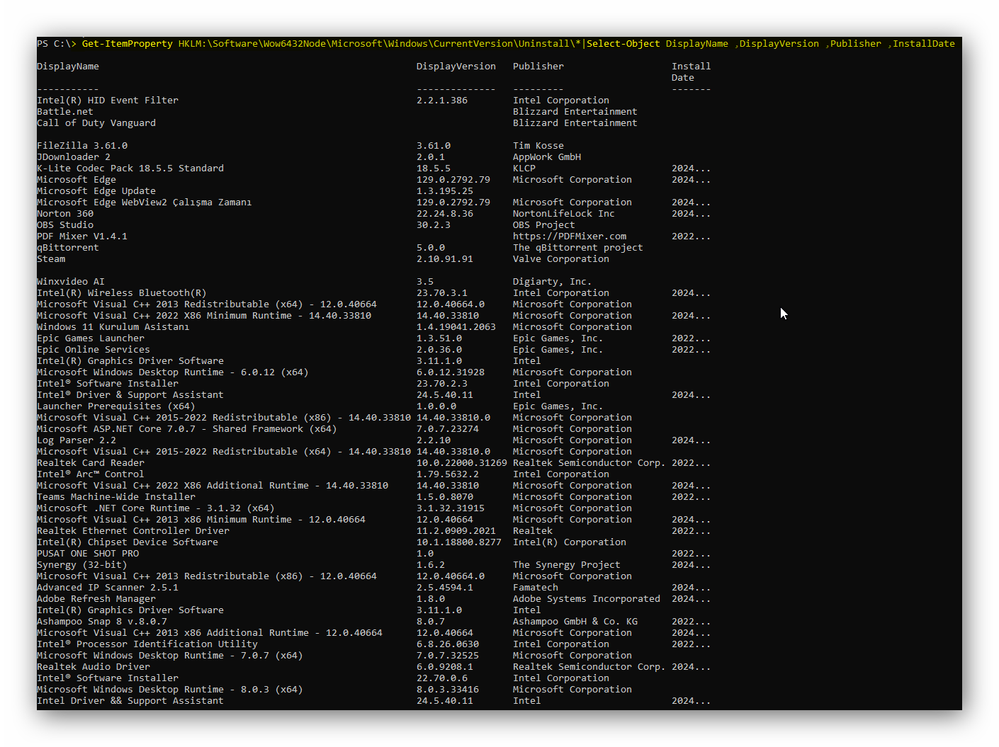 Bilgisayarınızda Uygulama Listesi Almak